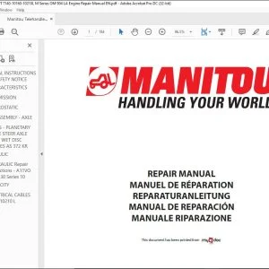 Manitou Telehandler MHT 7140-10160-10210 L MSeries Repair Manual (OM 904 LA) - PDF DOWNLOAD