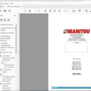 Manitou Telehandler MHT 780 T-E3 MHT-X 860 LT-E3 MHT 950 LT-E3 MHT-X 780 T-E3 MHT 860 LT-E3 MHT-X 950 LT-E3 Repair Manual 647145 - PDF DOWNLOAD