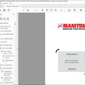 Manitou Telehandler MHT 790 104JD H ST3B S1 MHT-X 790 104JD H ST3A S1 Repair Manual 647489EN - PDF DOWNLOAD
