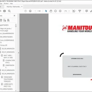 Manitou Telehandler MHT-X 790 MINING 104JD ST3A S1 Repair Manual 647828 - PDF DOWNLOAD