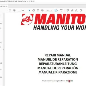 Manitou Telehandler MLA 628 Turbo POWERSHIFT Série 3-E2 MLA 628 Turbo 120 LSU POWERSHIFT Série 3-E2 Turbo Repair Manual 0-1-M140 - PDF DOWNLOAD