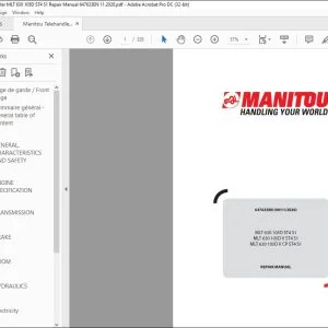 Manitou Telehandler MLT 630 105D ST4 S1 MLT 630 105D V ST4 S1 MLT 630 105D V CP ST4 S1 Repair Manual 647633EN - PDF DOWNLOAD