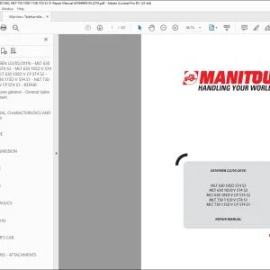 Manitou Telehandler MLT 630 105D ST4 S2 MLT 630 105D V ST4 S2 MLT 630 105D V CP ST4 S2 MLT 730 115D V ST4 S1 MLT 730 115D V CP ST4 S1 Repair Manual 647699 - PDF DOWNLOAD