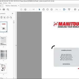 Manitou Telehandler MLT 630 105D ST4 S2 MLT 630 105D V ST4 S2 MLT 630 105D V CP ST4 S2 MLT 730 115D V ST4 S1 MLT 730 115D V CP ST4 S1 Repair Manual 647699EN - PDF DOWNLOAD