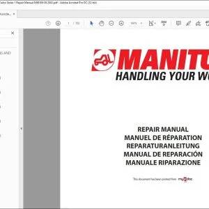 Manitou Telehandler MLT 740, MLT 1033 HL Turbo Series 1 Repair Manual M88 EN - PDF DOWNLOAD