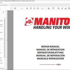 Manitou Telehandler MLT 741-120 H Series 3-E3 Repair Manual M208 - PDF DOWNLOAD