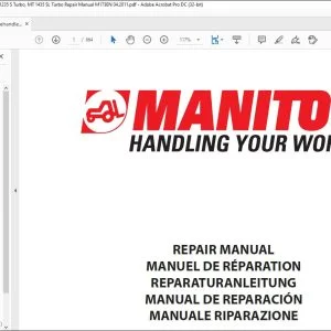 Manitou Telehandler MLT 845 120 LSU MT 1235 S Turbo MT 1435 SL Turbo MLT 845 HT LSU MT 1435 H SL Repair Manual - PDF DOWNLOAD