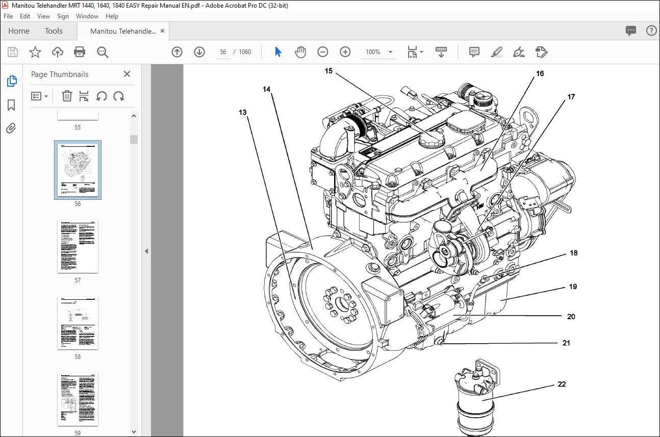 Manitou Telehandler MRT 1440 1640 1840 Repair Manual - PDF DOWNLOAD ...