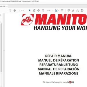 Manitou Telehandler MRT1850,2150,2540 Euro 3 Repair Manual M146EN - PDF DOWNLOAD