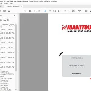 Manitou Telehandler MT 625 H EASY 49K ST3A S1 Repair Manual 647519EN - PDF DOWNLOAD