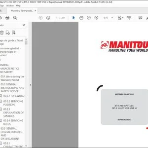 Manitou Telehandler MT-X 733 95P ST3A S1 MT-X 1033 ST 100P ST3A S1 Repair Manual 647792EN - PDF DOWNLOAD