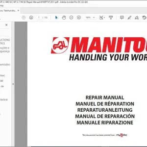 Manitou Telehandler MT-Z 1235 ST MT-X 1440 SLT MT-X 1740 SLT Repair Manual M190PT - PDF DOWNLOAD