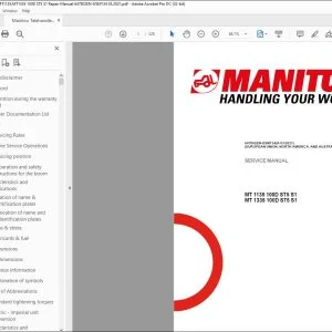 Manitou Telehandler MT1135,MT1335 100D ST5 S1 Repair Manual 647802EN-USM134 - PDF DOWNLOAD