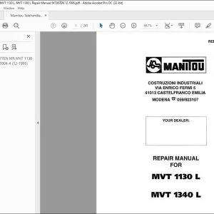 Manitou Telehandler MVT 1130 L MVT 1140 L Repair Manual 547067 - PDF DOWNLOAD