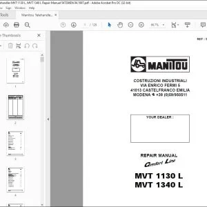 Manitou Telehandler MVT 1130 L MVT 1340 L Comfort Line Repair Manual 547296 - PDF DOWNLOAD