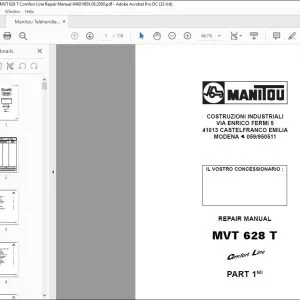 Manitou Telehandler MVT 628 T Comfort Line Repair Manual 648019 - PDF DOWNLOAD