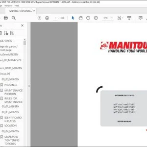 Manitou Telehandler MVT 730 C 100D ST3B S1 MVT 730 C 100D ST3B S2 MVT 929 C 100D ST3B S1 MVT 929 C 100D ST3B S2 Repair Manual 647589EN - PDF DOWNLOAD
