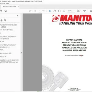 Manitou Telehandler TMD 12 Kubota Z482-E Repair Manual - PDF DOWNLOAD