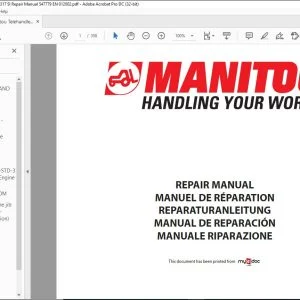 Manitou Telehandler TMT 315 TMT 317 SI Repair Manual 547779 - PDF DOWNLOAD