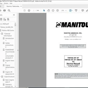 Manitou Telehandler TMT55 HT XT - TMT55 HT XT 4WAY T3 Service Manual 51900024 - PDF DOWNLOAD