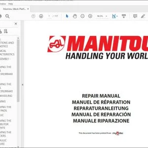Manitou Work Platforms 120AETJ Repair Manual 0-1-M.84EN - PDF DOWNLOAD
