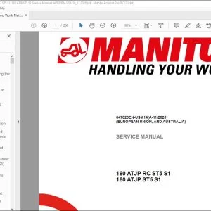 Manitou Work Platforms 160 ATJP RC ST5 S1, 160 ATJP ST5 S1 Service Manual 647820EN-USM14 - PDF DOWNLOAD