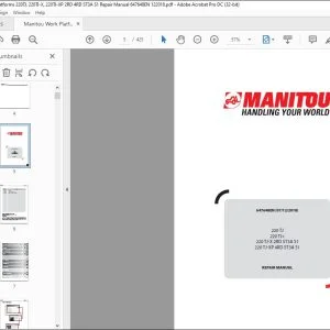 Manitou Work Platforms 220 TJ 220 TJ+ 220 TJ-X 2RD ST3A S1 220 TJ-XP 4RD ST3A S1 Repair Manual 647648EN - PDF DOWNLOAD