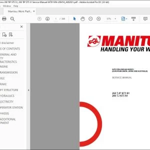 Manitou Work Platforms 260 TJP ST5 S1 280 TJP ST5 S1 Service Manual 647811EN-USM14 - PDF DOWNLOAD