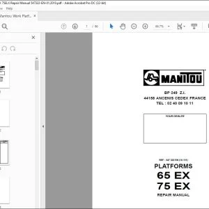 Manitou Work Platforms 65ELX 75ELX Repair Manual 547322 - PDF DOWNLOAD