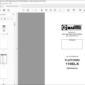 Manitou Work Platforms A 110ELX Repair Manual 547 333 - PDF DOWNLOAD
