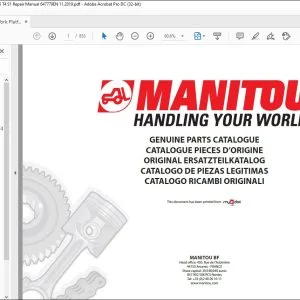 Manitou Work Platforms TJ 80P T4 S1 TJ 85 T4 S1 Repair Manual 647779 - PDF DOWNLOAD