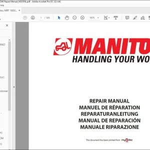 Manitou MRT 1850 PLUS-E3 PRIVILEGE MRT 2150 PLUS-E3 PRIVILEGE MRT 2540 PLUS-E3 PRIVILEGE Lift Truck Repair Manual - PDF DOWNLOAD