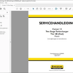 New Holland Cursor 13 Two Stage Turbocharger Tier 4B (final) Motor SERVICEHANDLEIDING 47608445 - PDF DOWNLOAD