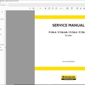 New Holland F106.6 F106.6A F156.6 F156.6A Grader Service Manual 87726937A - PDF DOWNLOAD