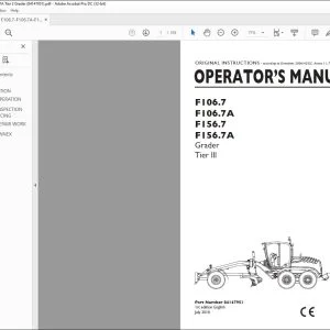 New Holland F106.7 F106.7A F156.7 F156.7A Grader Tier III Operator's Manual 84147951 - PDF DOWNLOAD