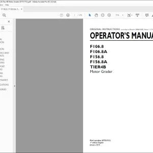 New Holland F106.8 F106.8A F156.8 F156.8A TIER4B Motor Grader Operator's Manual 87731712 - PDF DOWNLOAD