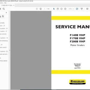 New Holland F140B VHP F170B VHP F200B VHP Motor Graders Service Manual 48050427D - PDF DOWNLOAD