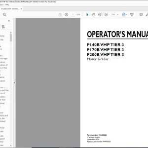 New Holland F140B VHP TIER 3 F170B VHP TIER 3 F200B VHP TIER 3 Motor Grader Operator's Manual 90442248 - PDF DOWNLOAD