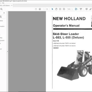 New Holland Ford L-553 L-555 (Deluxe) Skid-Steer Loader Operator's Manual 42055321 - PDF DOWNLOAD