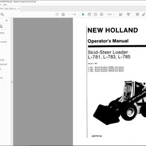 New Holland Ford L-781 L-783 L-785 Skid-Steer Loader Operator's Manual 42078134 - PDF DOWNLOAD