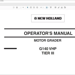 New Holland G140 VHP Tier III Motor Grader Operator's Manual 75314528 - PDF DOWNLOAD