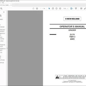 New Holland G170 TIER 3 AWD Grader Operator's Manual 87729454 - PDF DOWNLOAD