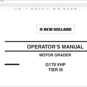 New Holland G170 VHP Tier III Motor Grader Operator's Manual 75314531 - PDF DOWNLOAD
