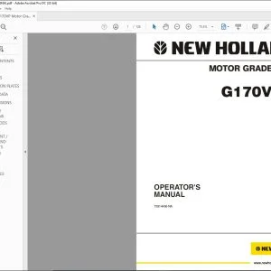 New Holland G170VP Motor Grader Operator's Manual 75314456NA - PDF DOWNLOAD