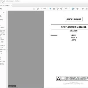 New Holland G200 TIER 3 AWD Grader Operator's Manual 87729458 - PDF DOWNLOAD