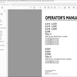 New Holland L213 L223 L215 L225 L218 L230 L220 Tier 3 200 Series Skid Steer Loader Operator's Manual 47571742 - PDF DOWNLOAD