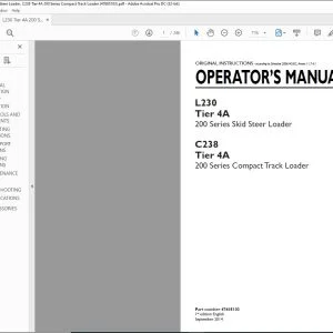 New Holland L230 Tier 4A 200 Series Skid Steer Loader C238 Tier 4A 200 Series Compact Track Loader Operator's Manual 47685103 - PDF DOWNLOAD