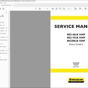 New Holland RG140.B VHP RG170.B VHP RG200.B VHP Motor Graders Service Manual 48050423D - PDF DOWNLOAD