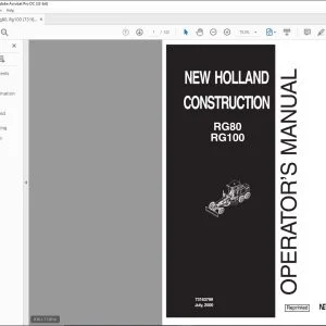 New Holland RG80 RG100 Motor Grader Operator's Manual 73163799 - PDF DOWNLOAD