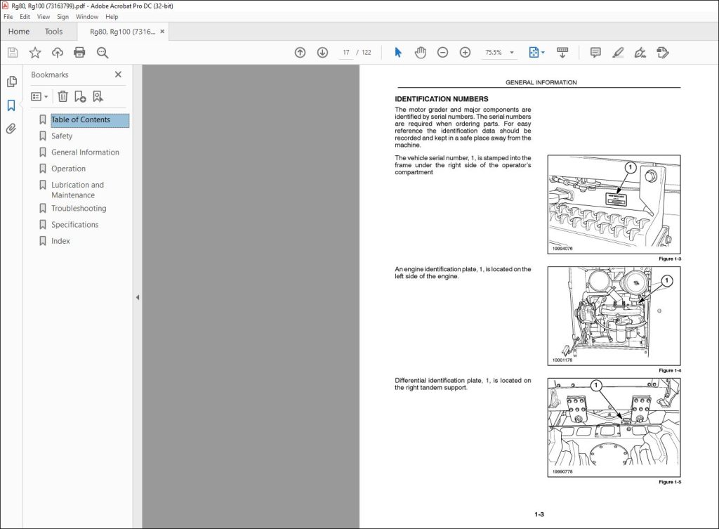 New Holland RG80 RG100 Motor Grader Operator's Manual 73163799 - PDF ...